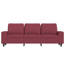 Canapé à 3 places avec repose-pieds Rouge bordeaux 180 cm Tissu