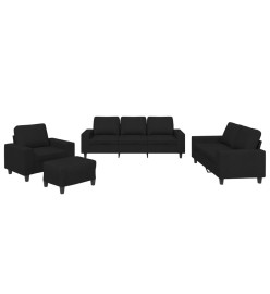 Ensemble de canapés 4 pcs noir tissu