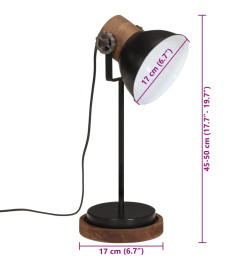 Lampe de bureau 25 W noir 17x17x50 cm E27