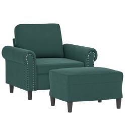 Fauteuil avec repose-pied Vert foncé 60 cm Velours