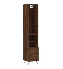 Buffet haut Chêne marron 34,5x34x180 cm Bois d'ingénierie