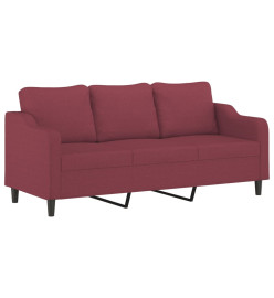 Canapé à 3 places avec repose-pieds Rouge bordeaux 180 cm Tissu