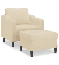 Fauteuil avec repose-pied Crème 60 cm Tissu