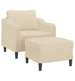 Fauteuil avec repose-pied Crème 60 cm Tissu