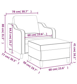 Fauteuil avec repose-pied Crème 60 cm Tissu