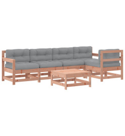 Salon de jardin 6 pcs avec coussins bois massif Douglas