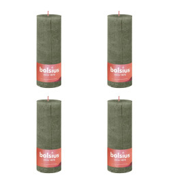 Bolsius Bougies pilier rustiques Shine 4 pcs 190x68 mm Vert olive