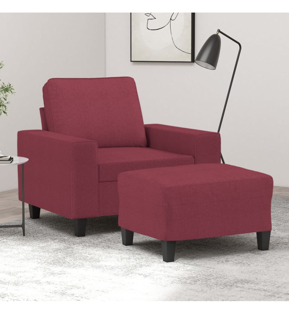 Fauteuil avec repose-pied Rouge bordeaux 60 cm Tissu