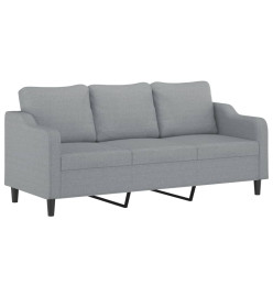 Canapé à 3 places avec repose-pieds Gris clair 180 cm Tissu