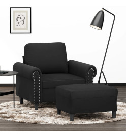 Fauteuil avec repose-pied Noir 60 cm Velours