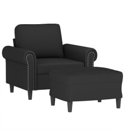 Fauteuil avec repose-pied Noir 60 cm Velours