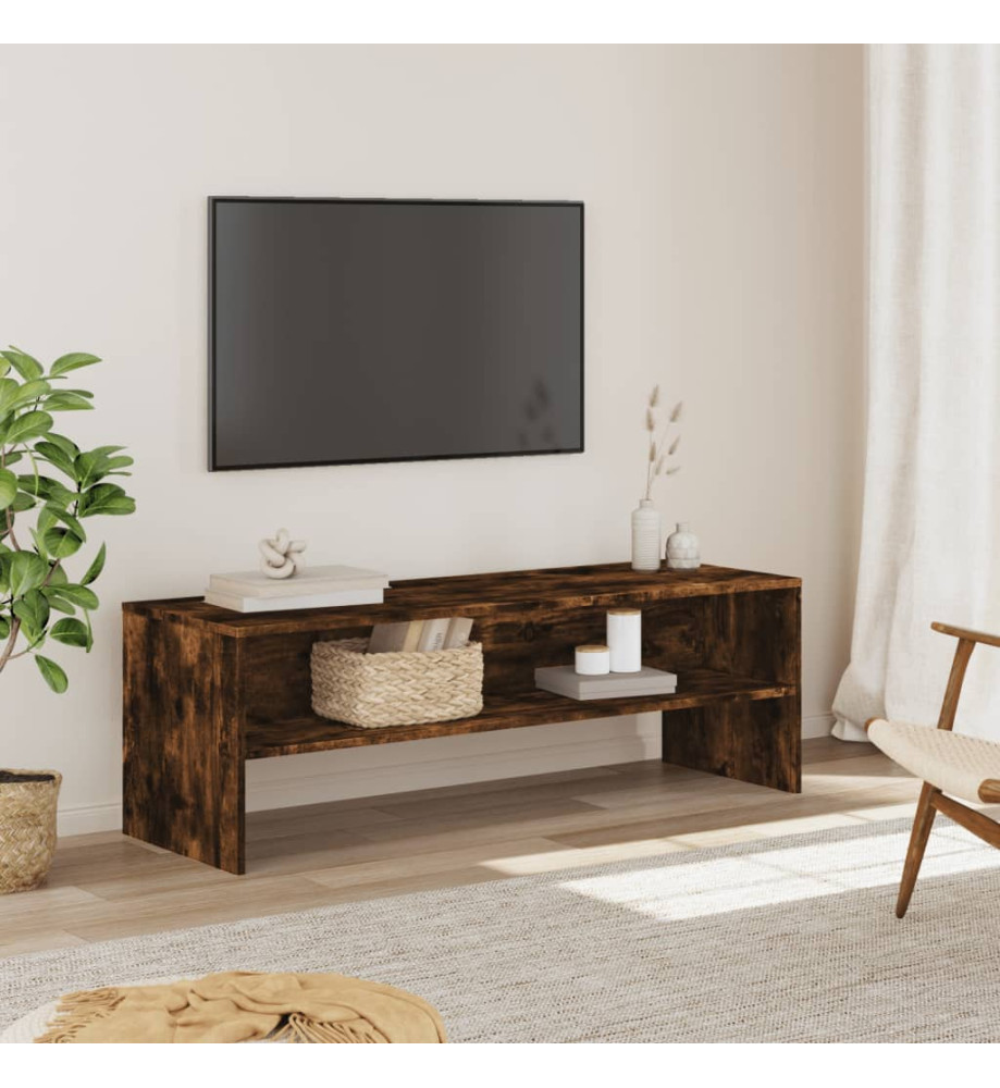 Meuble TV chêne fumé 120x40x40 cm bois d'ingénierie