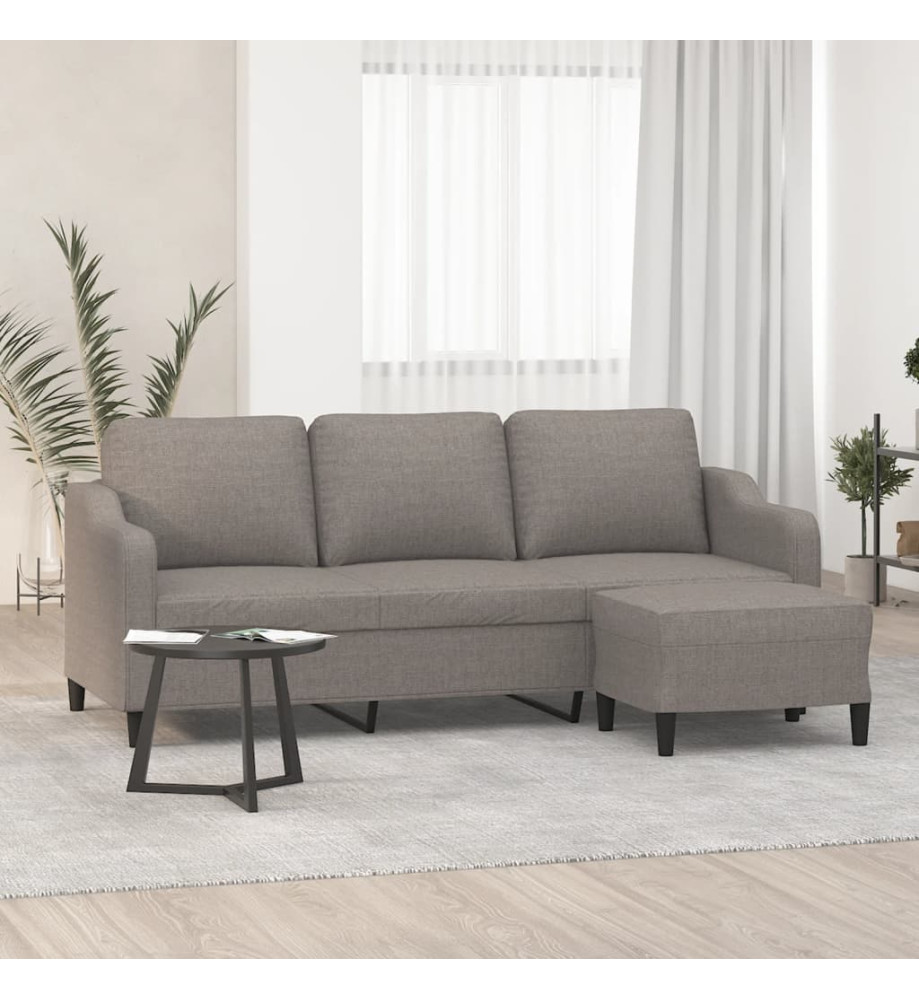 Canapé à 3 places avec repose-pieds Taupe 180 cm Tissu