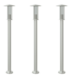 Lampadaires d'extérieur 3 pcs argenté 100 cm acier inoxydable