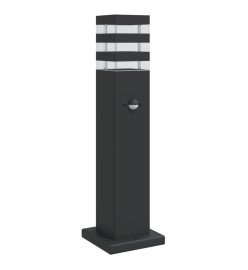 Lampadaire d'extérieur avec capteur noir 50 cm aluminium