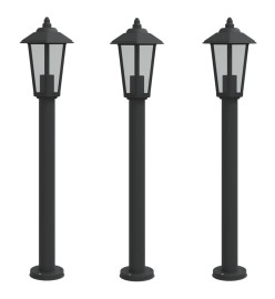 Lampadaires d'extérieur 3 pcs noir 80 cm acier inoxydable