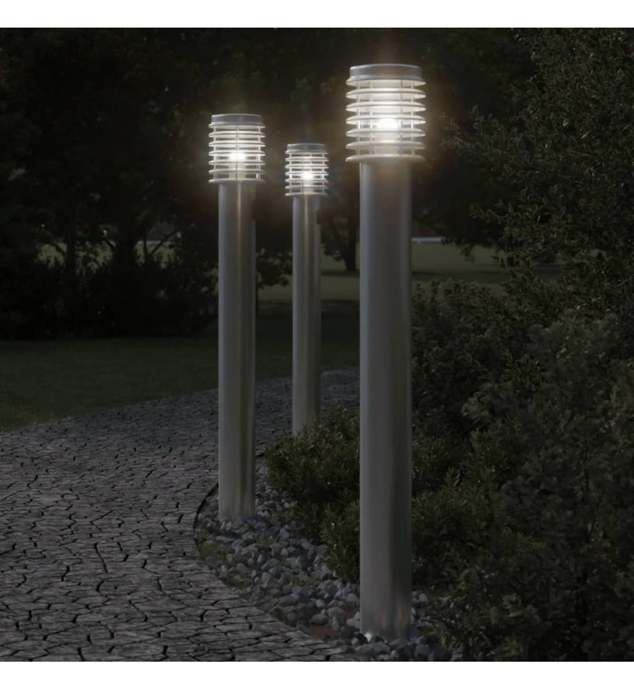 Lampadaire d'extérieur argenté 110 cm acier inoxydable