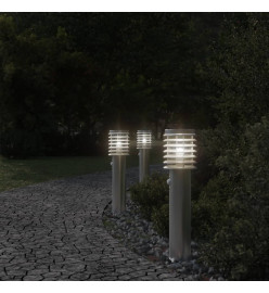 Lampadaire d'extérieur avec capteur argenté acier inoxydable