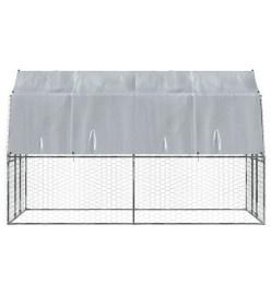 Cages pour chiens 2 pcs toit et porte argenté acier galvanisé