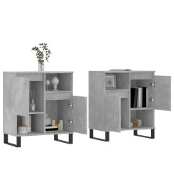 Buffets 2 pcs gris béton bois d'ingénierie