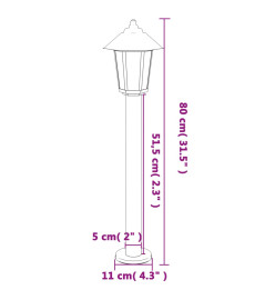 Lampadaires d'extérieur 3 pcs argenté 80 cm acier inoxydable