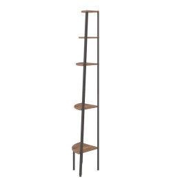 Étagère d'angle 5 niveaux Marron foncé et noir 45,5x31,5x180 cm