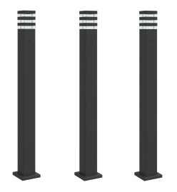 Lampadaires d'extérieur avec sortie 3 pcs noir 110 cm aluminium