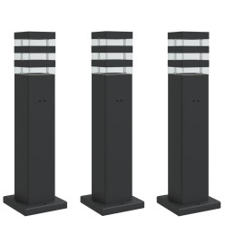 Lampadaires d'extérieur avec sortie 3 pcs noir 50 cm aluminium