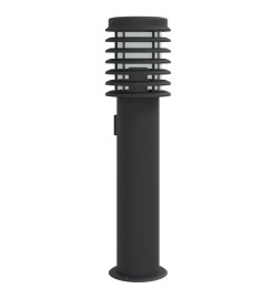 Lampadaire d'extérieur avec sortie noir 60 cm acier inoxydable