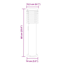 Lampadaire d'extérieur avec sortie noir 60 cm acier inoxydable