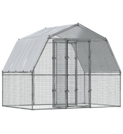 Cages à poules 2 pcs avec toit et porte argenté acier galvanisé