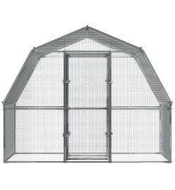 Cages à poules 2 pcs avec toit et porte argenté acier galvanisé