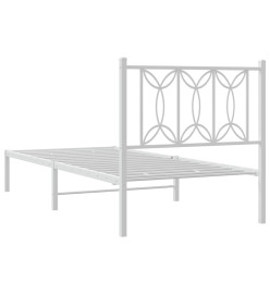 Cadre de lit métal avec tête de lit blanc 80x200 cm