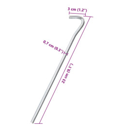 Piquets de tente 50 pcs 23 cm Ø7 mm acier galvanisé