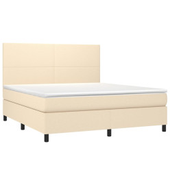 Sommier à lattes de lit avec matelas Crème 160x200 cm Tissu