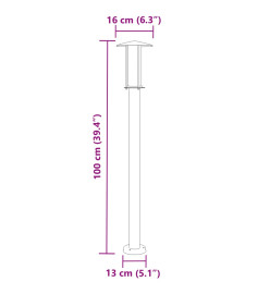 Lampadaire d'extérieur noir 100 cm acier inoxydable