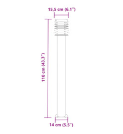 Lampadaires d'extérieur 3 pcs argenté 110 cm acier inoxydable