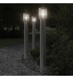 Lampadaires d'extérieur et sortie 3pcs argenté acier inoxydable