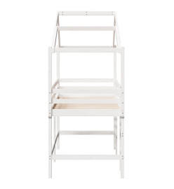 Lit superposé et échelle et toit blanc 90x190cm bois pin massif
