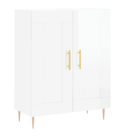 Buffet haut Blanc brillant 69,5x34x180 cm Bois d'ingénierie