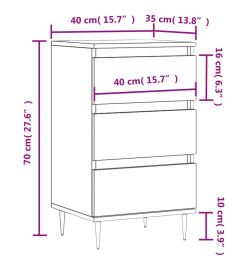 Buffet blanc brillant 40x35x70 cm bois d'ingénierie