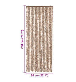 Rideau anti-mouches beige et marron foncé 56x200 cm chenille