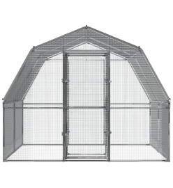 Cages à poules 2 pcs avec toit et porte argenté acier galvanisé