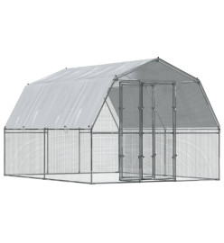 Cages à poules 2 pcs avec toit et porte argenté acier galvanisé