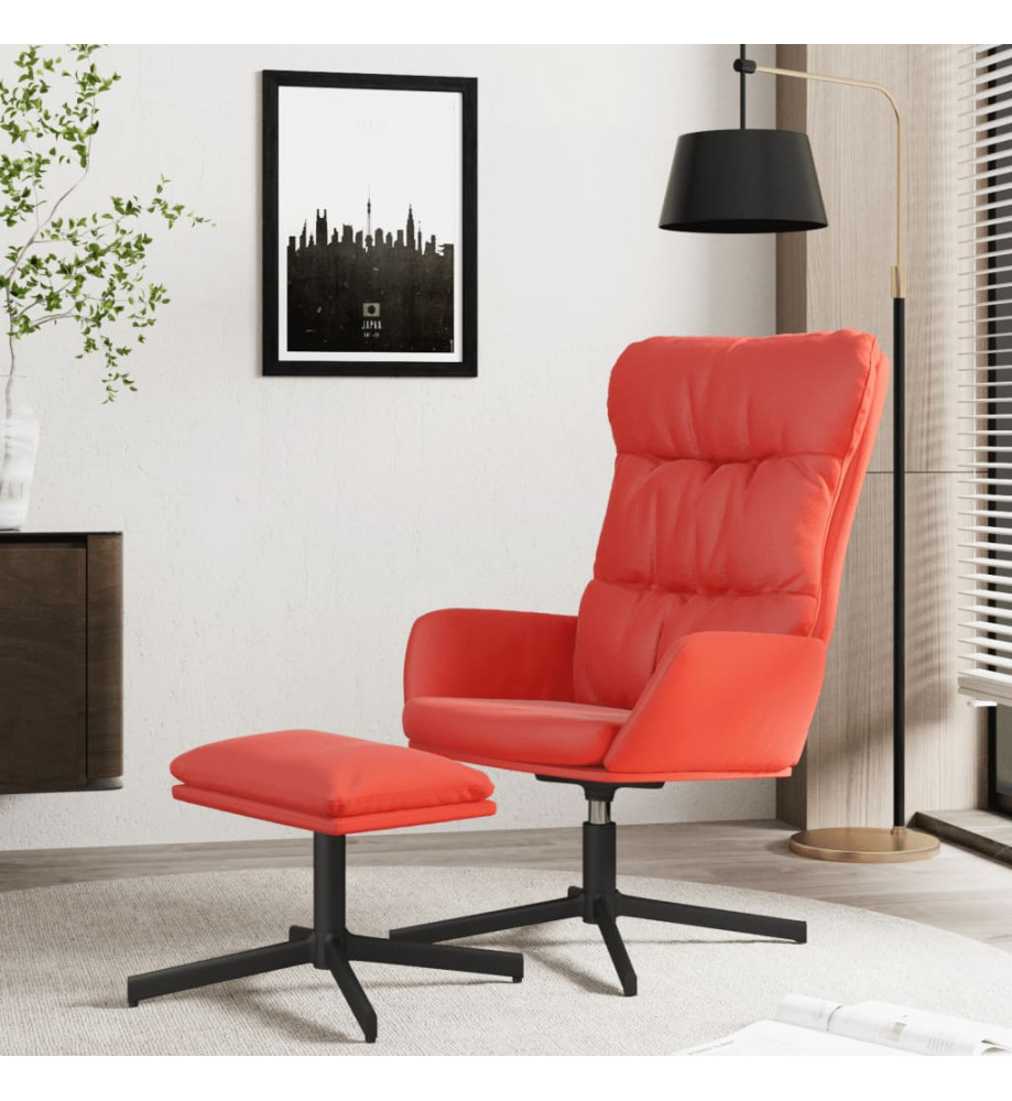 Chaise de relaxation avec repose-pied Rouge Similicuir