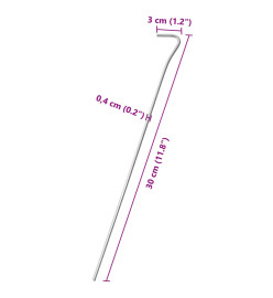 Piquets de tente 25 pcs 30 cm Ø4 mm acier galvanisé