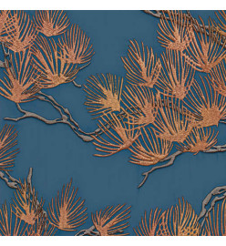 DUTCH WALLCOVERINGS Papier peint Motif avec pins Doré et bleu