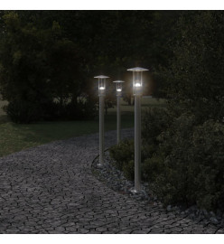 Lampadaire d'extérieur argenté 100 cm acier inoxydable