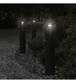 Lampadaires d'extérieur et capteurs 3 pcs noir acier inoxydable