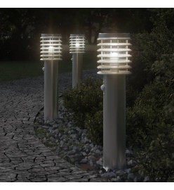 Lampadaires d'extérieur avec capteurs 3 pcs acier inoxydable